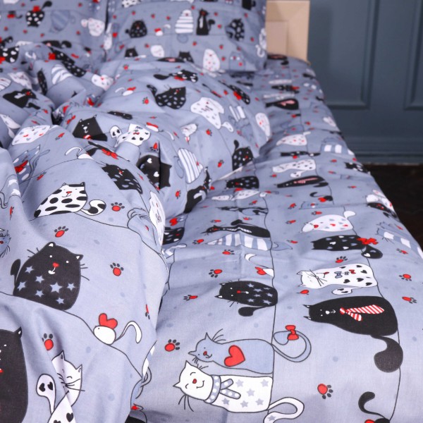 Фото - Комплект постільної білизни MirSon 143x210 см Kids Time 17-0671 With Love Cats Бязь (2200010178975)