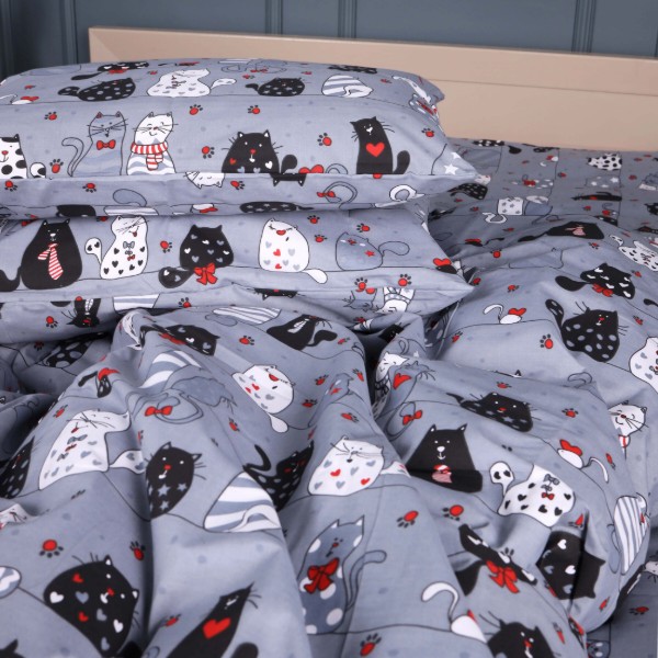Фото - Комплект постільної білизни MirSon 143x210 см Kids Time 17-0671 With Love Cats Бязь (2200010178975)