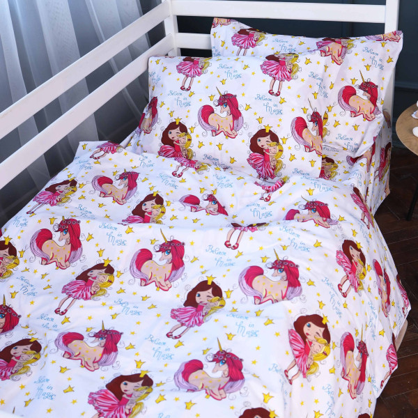 Фото - Комплект постельного белья MirSon Ranforce Elite 17-0704 Принцесса и Единорог 200х220 см (2200010501490)