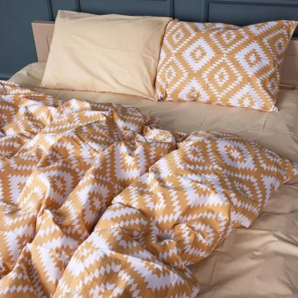 Фото - Комплект постільної білизни MirSon Бязь 17-0729 Golden Geo Zebra 175х210 см (2200010822571)