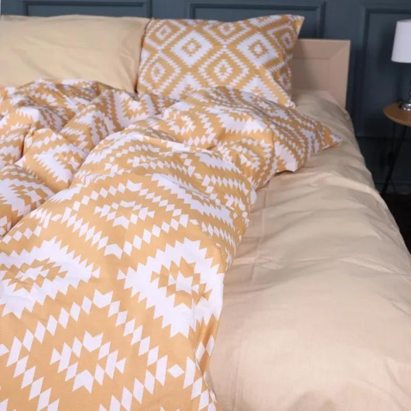 Фото - Комплект постільної білизни MirSon Бязь 17-0729 Golden Geo Zebra 175х210 см (2200010822571)