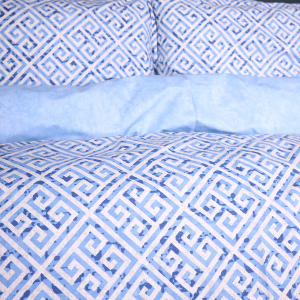 Фото - Комплект постільної білизни MirSon 143х210 см 00-5 Geometry Blue Поплін (2200009704031)