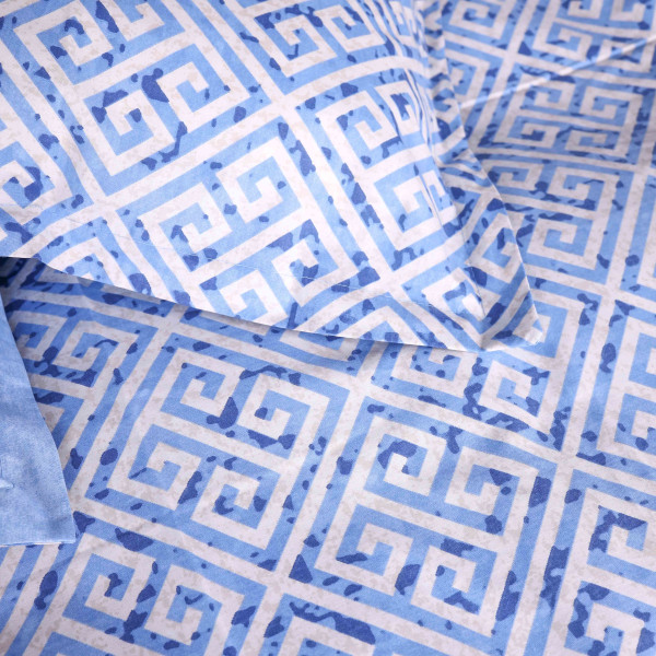 Фото - Комплект постільної білизни MirSon 143х210 см 00-5 Geometry Blue Поплін (2200009704031)