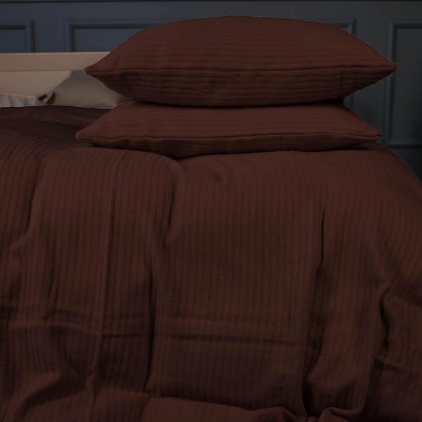 Фото - Комплект постільної білизни MirSon 143х210 см №10-02 Arrowline Brown Піке (2200010671209)