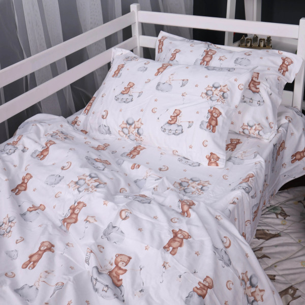 Фото - Комплект постільної білизни MirSon 175x210 см 010 Teddy ballons Фланель (2200009654114)