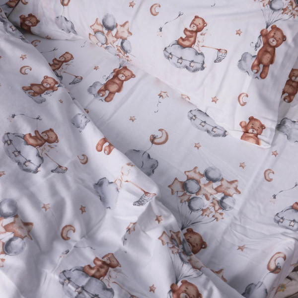 Фото - Комплект постільної білизни MirSon 175x210 см 010 Teddy ballons Фланель (2200009654114)