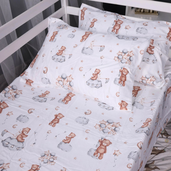 Фото - Комплект постільної білизни MirSon 175x210 см 010 Teddy ballons Фланель (2200009654114)