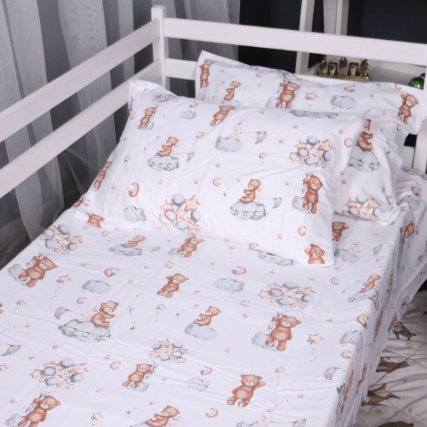 Фото - Комплект постільної білизни MirSon 175x210 см 010 Teddy ballons Фланель (2200009654114)