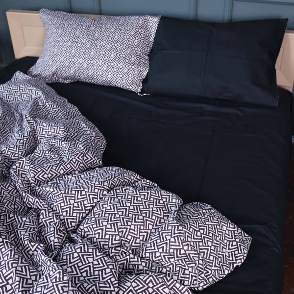 Фото - Комплект постільної білизни MirSon Сатин 22-1386 Geometric Black 175х210 (2200010472844)