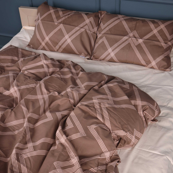 Фото - Комплект постельного белья MirSon Сатин 22-1413 Brown Geometry 175х210 (2200011123202)
