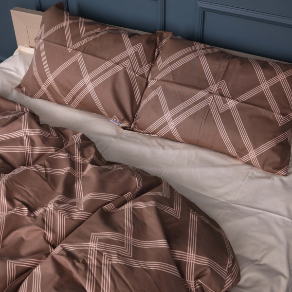 Фото - Комплект постельного белья MirSon Сатин 22-1413 Brown Geometry 175х210 (2200011123202)