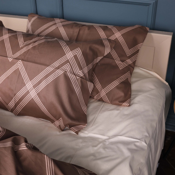 Фото - Комплект постельного белья MirSon Сатин 22-1413 Brown Geometry 175х210 (2200011123202)