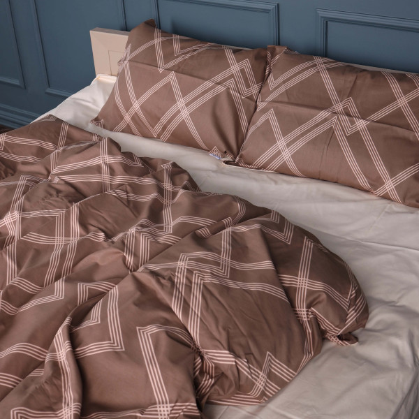 Фото - Комплект постельного белья MirSon Сатин 22-1413 Brown Geometry 175х210 (2200011123202)