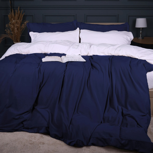 Фото - Комплект постельного белья MirSon Велюр Winter Frost 28-0001 + 28-0006 Bellflower Velvet 200х220 (2200004004648)