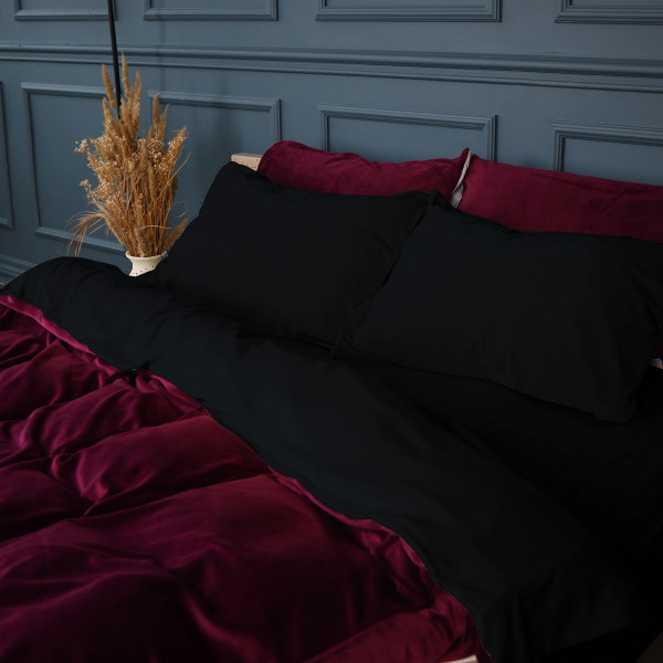 Фото - Комплект постельного белья MirSon Велюр Winter Frost 28-0007 + 28-0002 Poinsettia Velvet 200х220 (2200004007441)