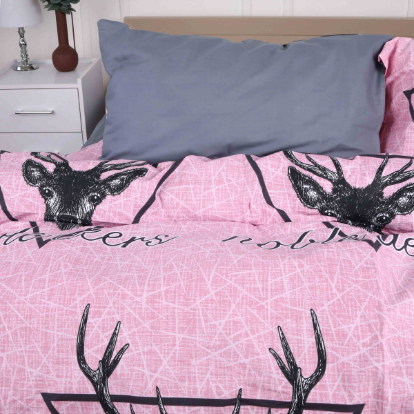 Фото - Комплект постельного белья детский MirSon Бязь Ranforce Elite 17-0516 Noble deers pink 110х140 (2200004659657)