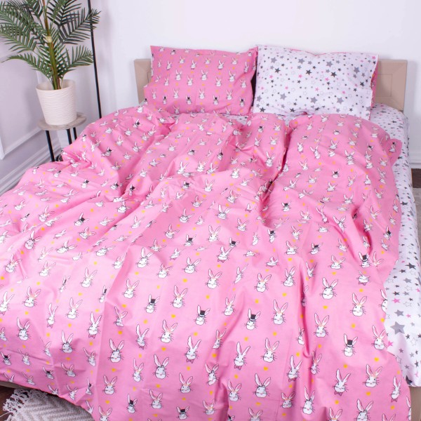 Фото - Комплект постільної білизни дитячий MirSon Бязь Ranforce Elite 17-0528 Bunnies pink 110х140 (2200004660011)