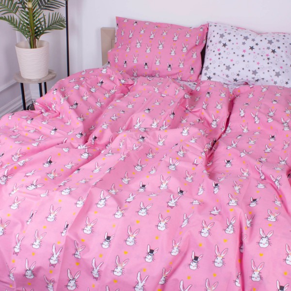 Фото - Комплект постільної білизни дитячий MirSon Бязь Ranforce Elite 17-0528 Bunnies pink 110х140 (2200004660011)