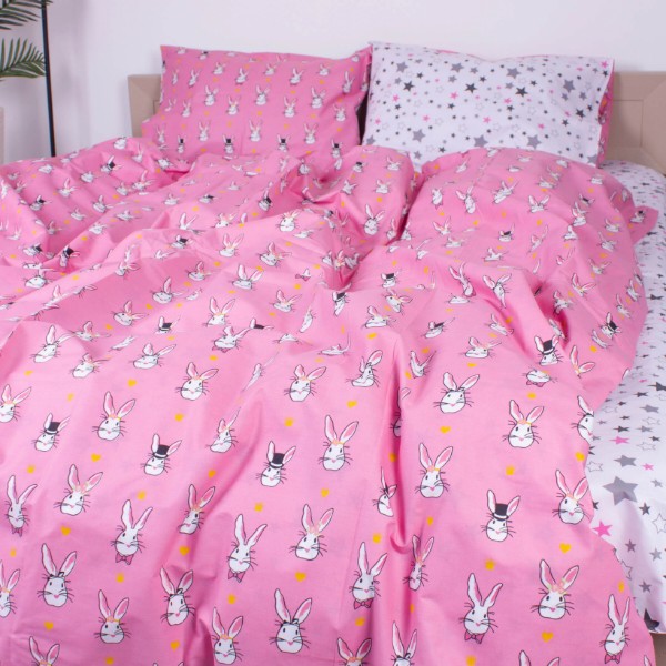 Фото - Комплект постільної білизни дитячий MirSon Бязь Ranforce Elite 17-0528 Bunnies pink 110х140 (2200004660011)