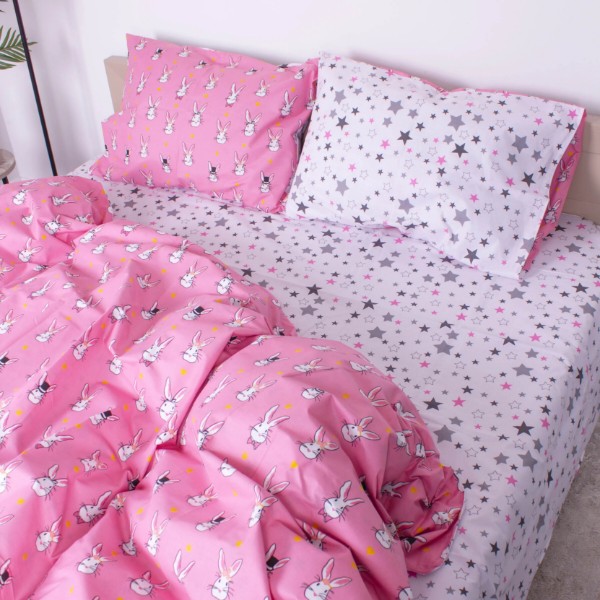 Фото - Комплект постільної білизни дитячий MirSon Бязь Ranforce Elite 17-0528 Bunnies pink 110х140 (2200004660011)