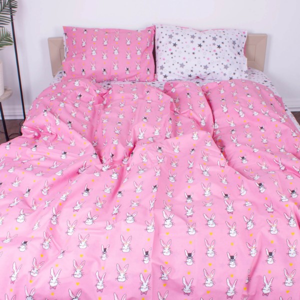 Фото - Комплект постільної білизни дитячий MirSon Бязь Ranforce Elite 17-0528 Bunnies pink 110х140 (2200004660011)