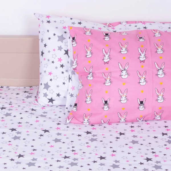 Фото - Комплект постільної білизни дитячий MirSon Бязь Ranforce Elite 17-0528 Bunnies pink 110х140 (2200004660011)
