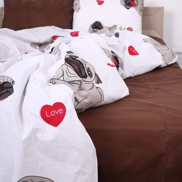 Фото - Комплект постільної білизни MirSon Бязь Ranforce Elite 17-0566 Pug-dog 175х210 см (2200004672601)