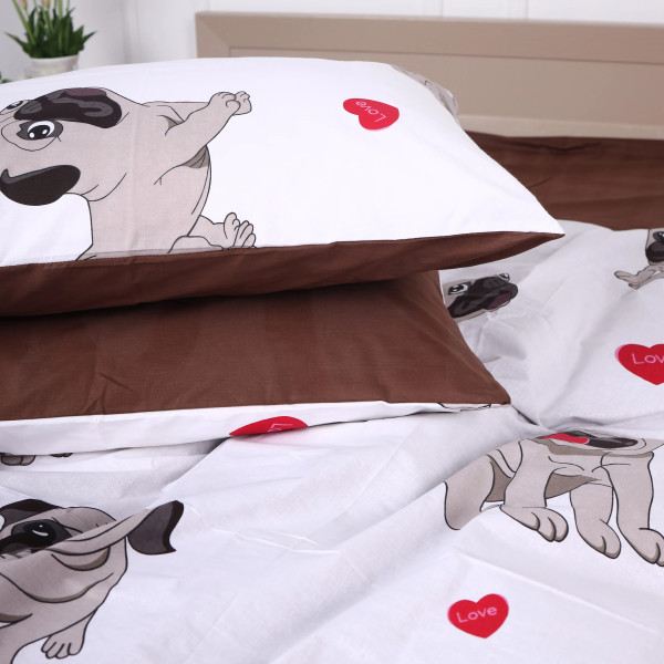 Фото - Комплект постільної білизни MirSon Бязь Ranforce Elite 17-0566 Pug-dog 175х210 см (2200004672601)