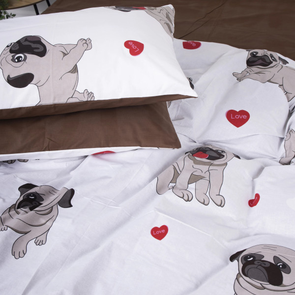 Фото - Комплект постільної білизни MirSon Бязь Ranforce Elite 17-0566 Pug-dog 175х210 см (2200004672601)