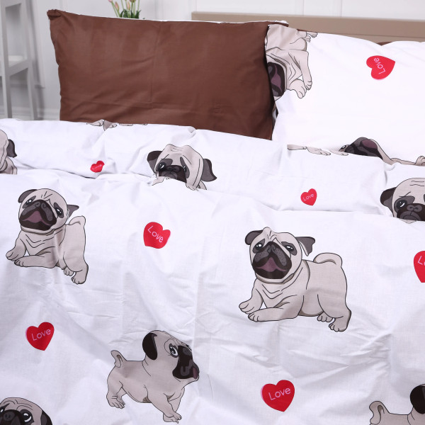 Фото - Комплект постільної білизни MirSon Бязь Ranforce Elite 17-0566 Pug-dog 175х210 см (2200004672601)