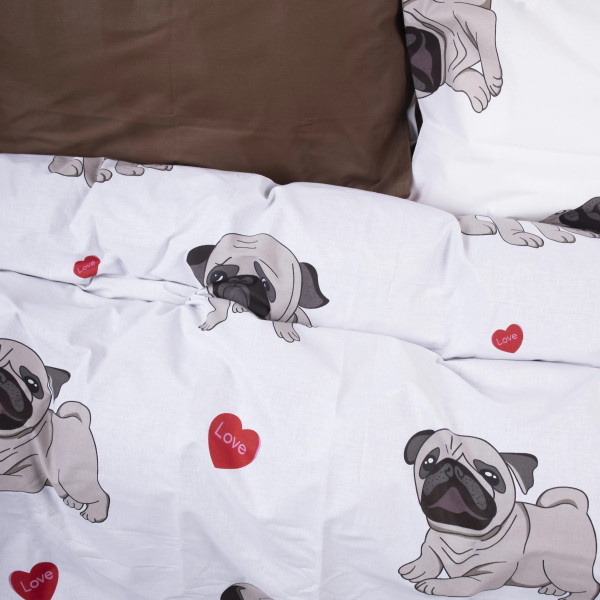 Фото - Комплект постільної білизни MirSon Бязь Ranforce Elite 17-0566 Pug-dog 175х210 см (2200004672601)