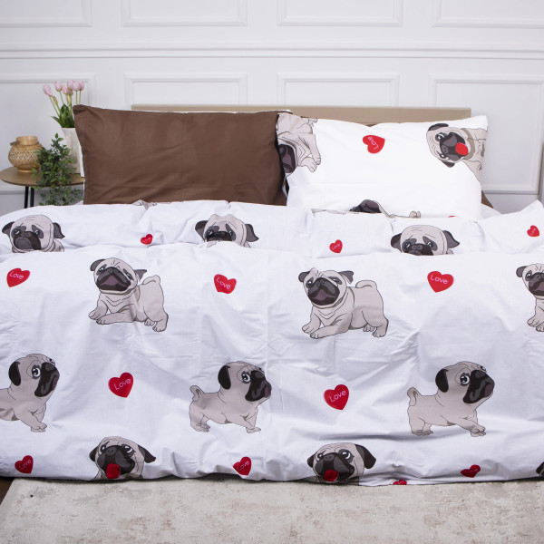 Фото - Комплект постільної білизни MirSon Бязь Ranforce Elite 17-0566 Pug-dog 175х210 см (2200004672601)