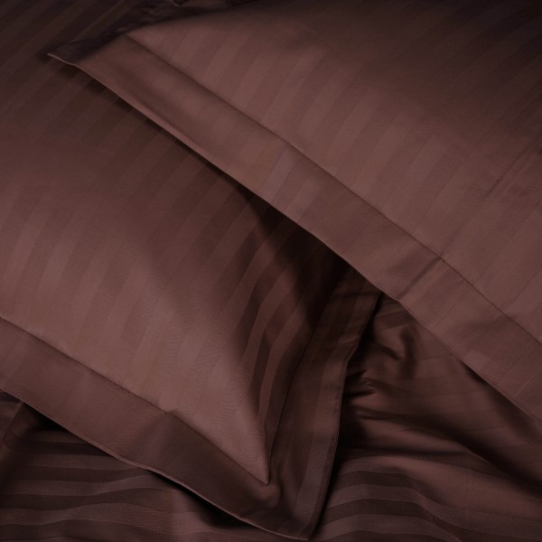 Фото - Комплект постільної білизни MirSon Satin Stripe 30-0006 Dark Brown 175х210 см (2200005249451)