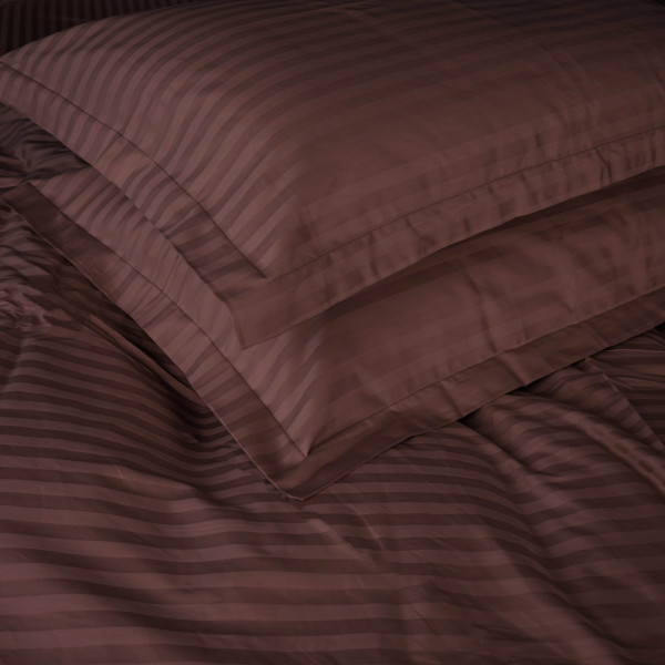 Фото - Комплект постільної білизни MirSon Satin Stripe 30-0006 Dark Brown 143х210 см (2200005249437)