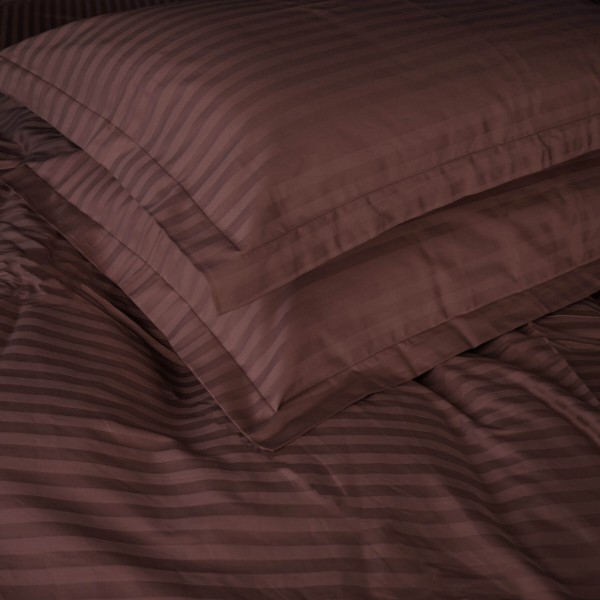 Фото - Комплект постільної білизни MirSon Satin Stripe 30-0006 Dark Brown 175х210 см (2200005249451)