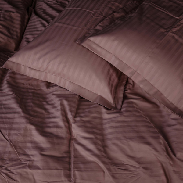 Фото - Комплект постільної білизни MirSon Satin Stripe 30-0008 Smoky Pink 143х210 см (2200005250273)