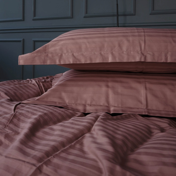 Фото - Комплект постельного белья MirSon Satin Stripe 30-0008 Smoky Pink 220х240 см King Size (2200005250310)