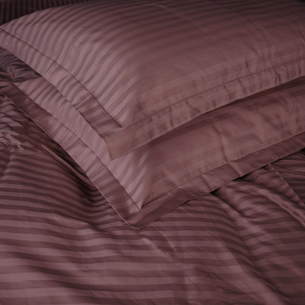 Фото - Комплект постільної білизни MirSon Satin Stripe 30-0008 Smoky Pink 143х210 см (2200005250273)