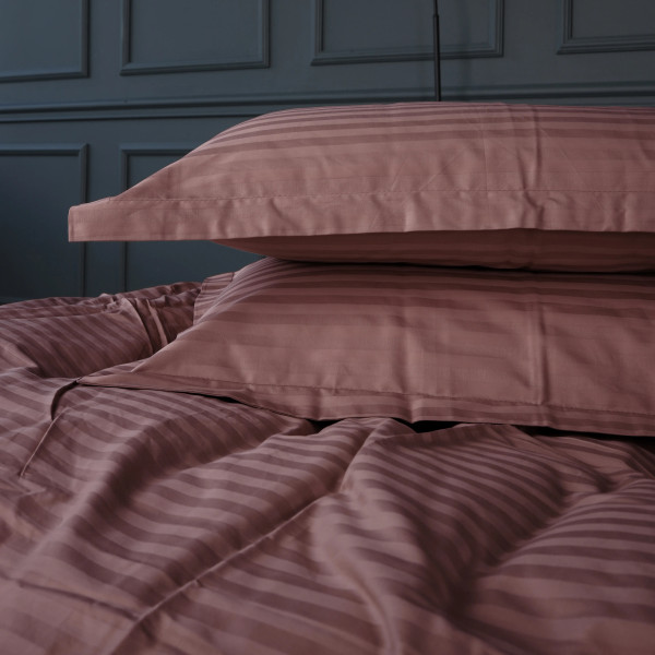 Фото - Комплект постельного белья MirSon Satin Stripe 30-0008 Smoky Pink 143х210 см (2200005250327)