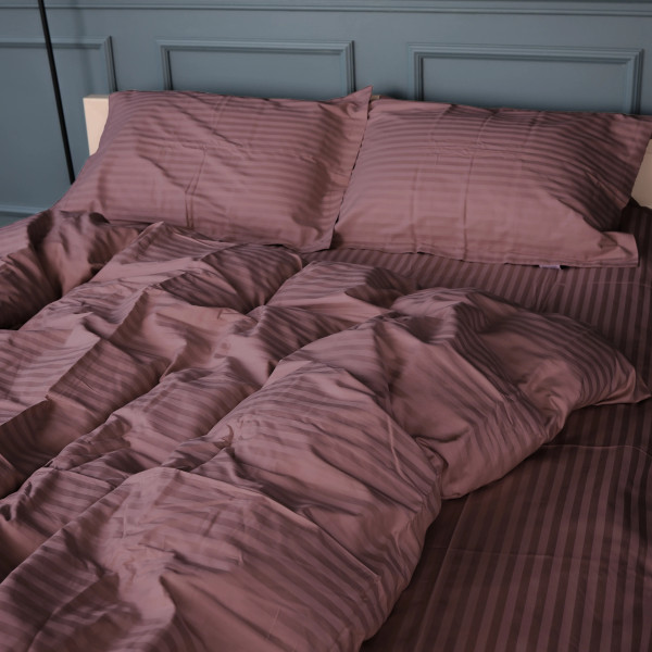 Фото - Комплект постельного белья MirSon Satin Stripe 30-0008 Smoky Pink 143х210 см (2200005250327)