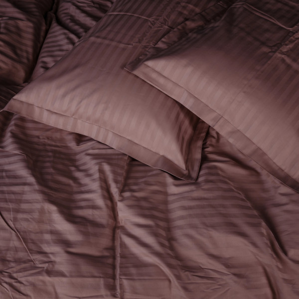 Фото - Комплект постельного белья MirSon Satin Stripe 30-0008 Smoky Pink 143х210 см (2200005250327)