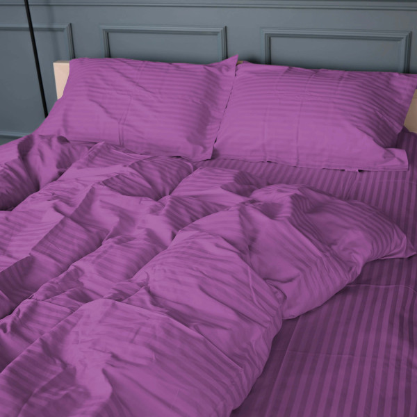 Фото - Комплект постільної білизни MirSon Satin Stripe 30-0009 Purple 220х240 см King Size (2200005250730)