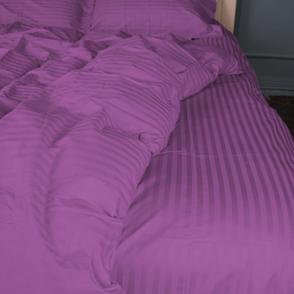 Фото - Комплект постільної білизни MirSon Satin Stripe 30-0009 Purple 220х240 см King Size (2200005250730)