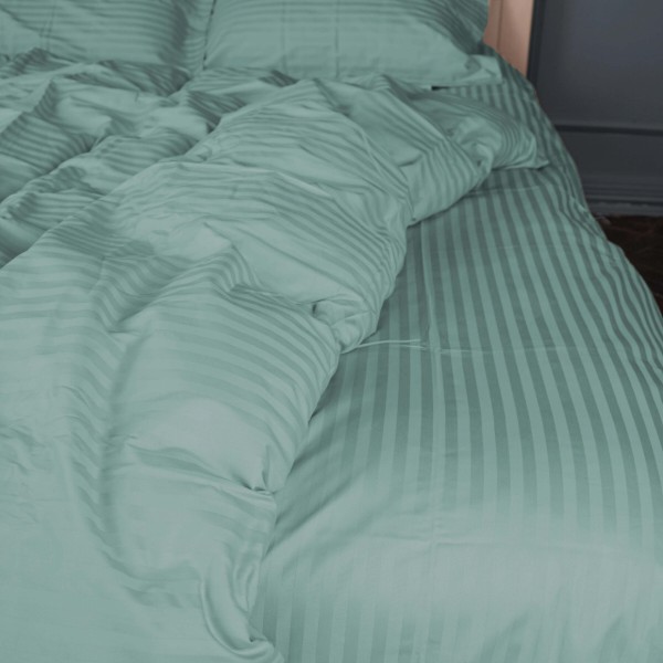 Фото - Комплект постільної білизни MirSon Satin Stripe 30-0015 Green Wave 143х210 см (2200005253229)