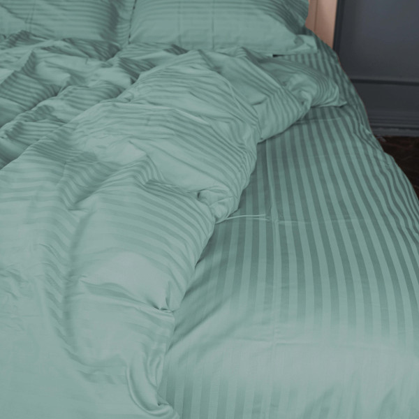 Фото - Комплект постільної білизни MirSon Satin Stripe 30-0015 Green Wave 175х210 см (2200005253243)