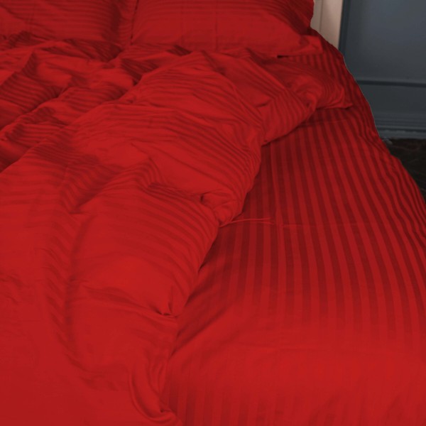 Фото - Комплект постільної білизни MirSon Satin Stripe 30-0018 Red 220х240 см King Size (2200005254523)