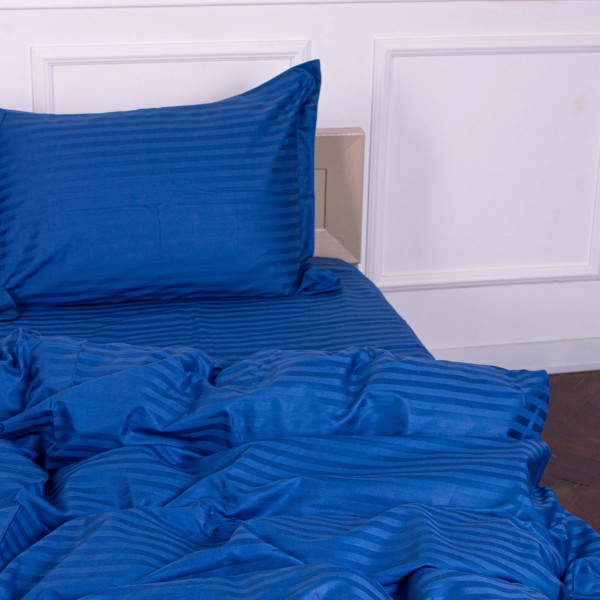 Фото - Комплект постельного белья MirSon Satin Stripe 30-0019 Blue 143х210 см (2200005254905)