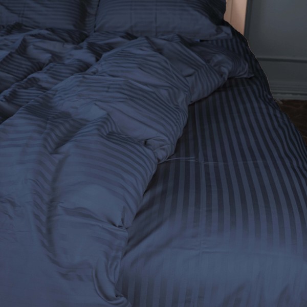 Фото - Комплект постельного белья MirSon Satin Stripe 30-0020 Smoky Blue 175х210 см (2200005255346)