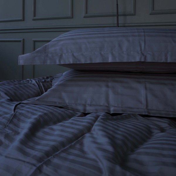 Фото - Комплект постельного белья MirSon Satin Stripe 30-0020 Smoky Blue 175х210 см (2200005255346)