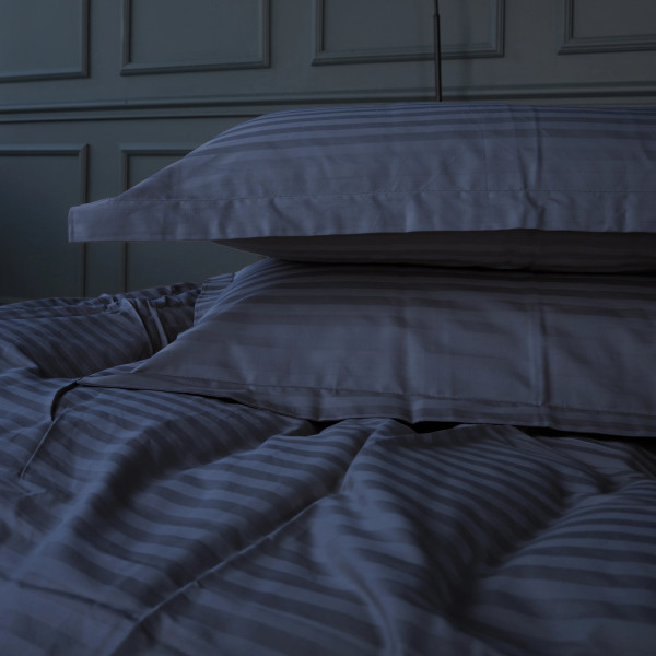Фото - Комплект постельного белья MirSon Satin Stripe 30-0020 Smoky Blue 143х210 см (2200005255377)